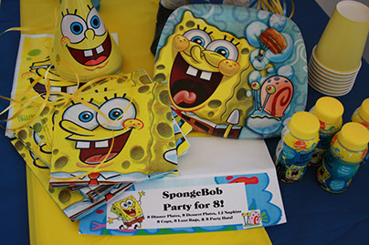 photo of sponge bob square pants party supplies.