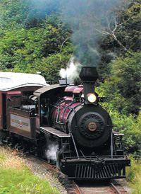 photo of the Skunk Train giving a tour from Fort Bragg CA.